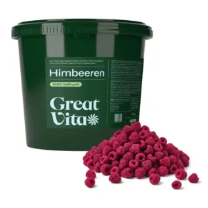 Himbeeren gefriergetrocknet · knusprige Vollfrucht ohne Zuckerzusatz · gefriergetrocknete Früchte · Freeze-Dried Raspberries - GreatVita